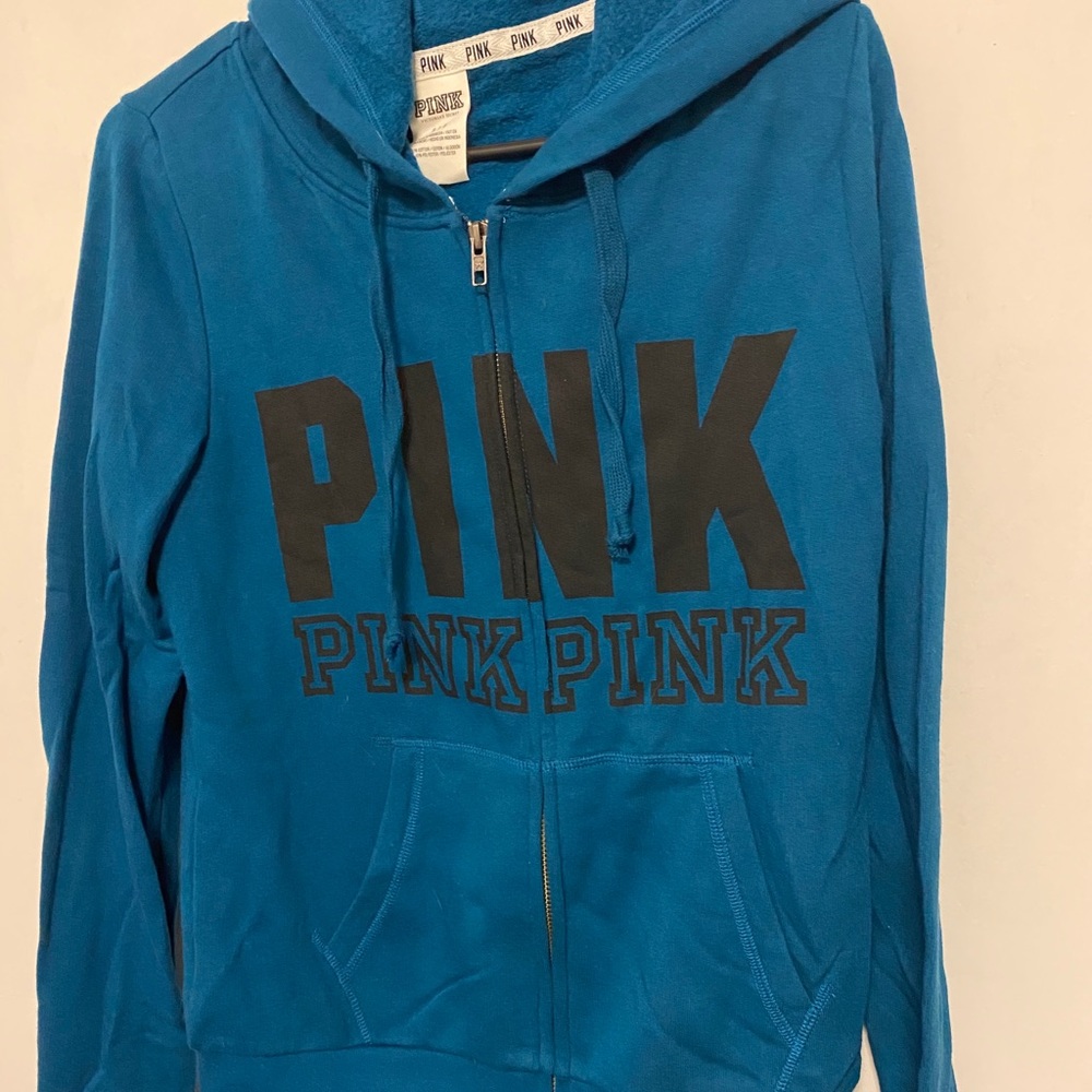 Victoria Secret PINK full zip hoodie Blue NWOT